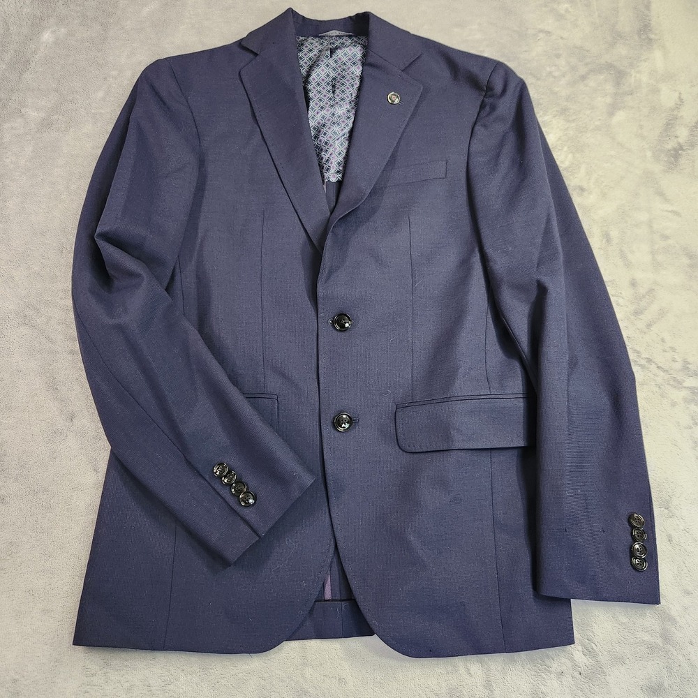 Ted Baker London Endurance Karl SPJ Blazer Navy Blue Wool Suit Jacket Mens 36R